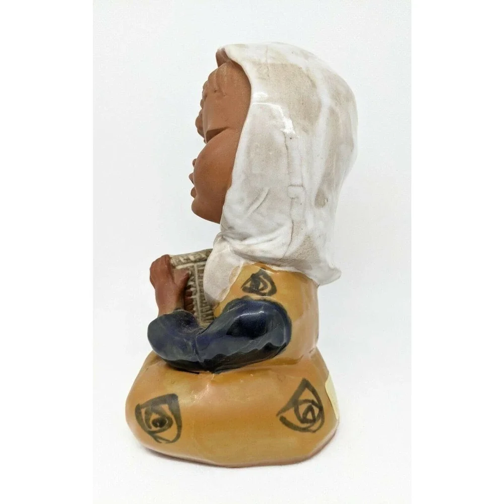 Vintage Japanese UCTCI Clay Pottery Girl Vase Figurine Redware Stoneware Art